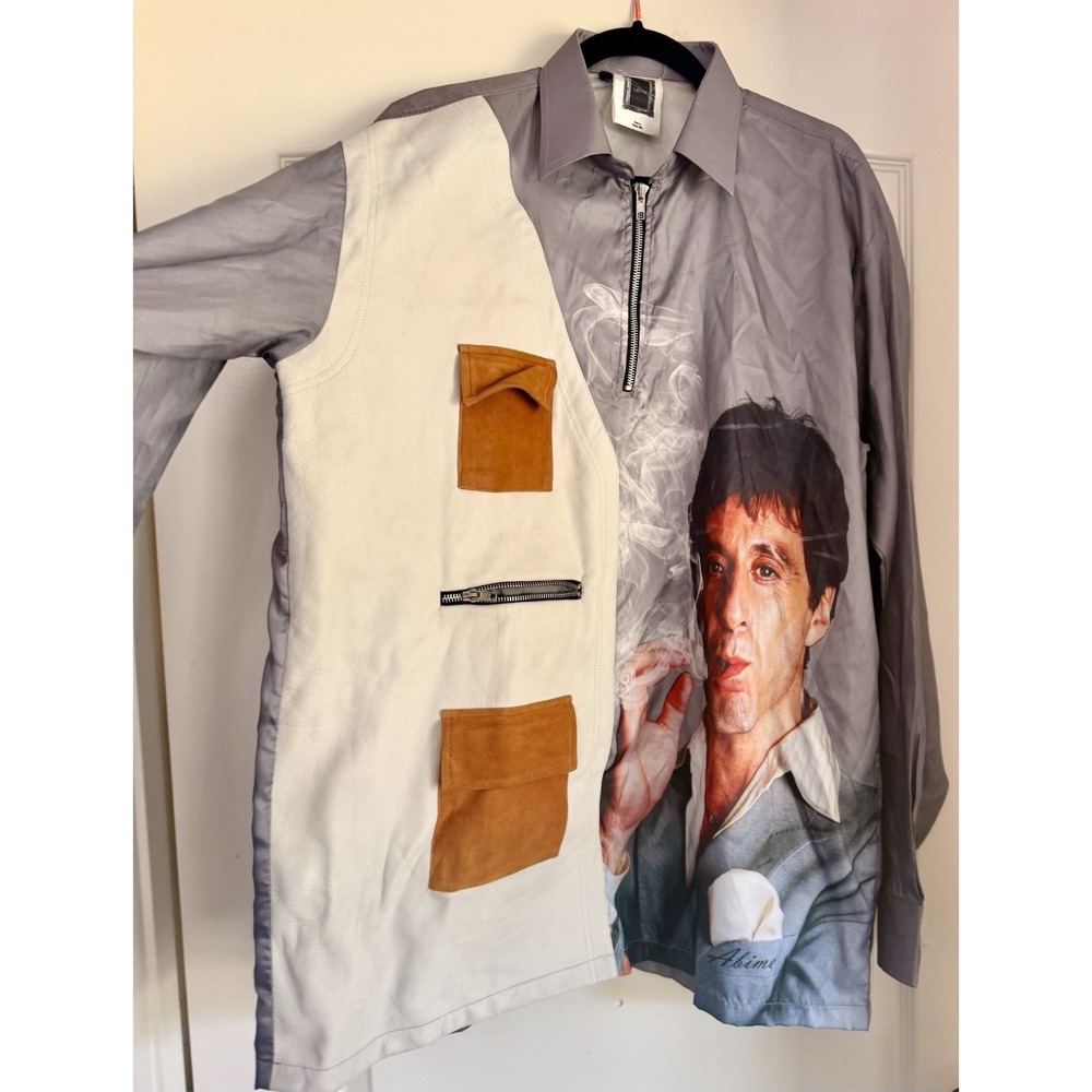 ABIME Scarface Tony‎ Montana Graphic Shirt XXL Leather Panel Hidden Hills Rare